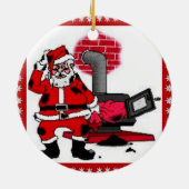 ヴィンテージサンタクロース&石炭ストーブバーナーオーナメント セラミックオーナメント (裏面)