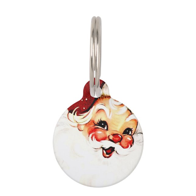 ヴィンテージサンタクロース：陽気な休日チャーム ペット　ネームタグ (正面)