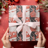 ヴィンテージサンタクロース（黒文字列） ラッピングペーパー