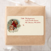 ヴィンテージサンタクロースat the Chimneyクリスマス ラベル (インサイチュ)