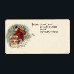ヴィンテージサンタクロースChimney Christmas Label ラベル<br><div class="desc">古いすてき聖ニックはポップ・アートの、すべての良い小さな女の子と男の子のための玩具のバッグと煙突を下る準備ができて飾この可愛い差出人住所ラベル。</div>