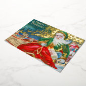 ヴィンテージサンタクロースSLEIGHメリークリスマス金ゴールド 箔シーズンカード (回転した状態)