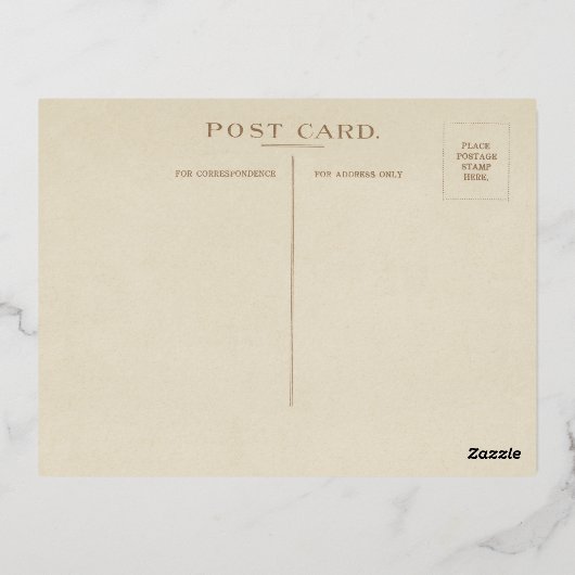 ヴィンテージサンタクロースSLEIGHメリークリスマス金ゴールド 箔シーズンポストカード (裏面)