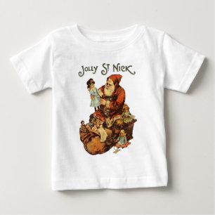 ヴィンテージサンタクロースSt.ニクンアートプリント ベビーTシャツ