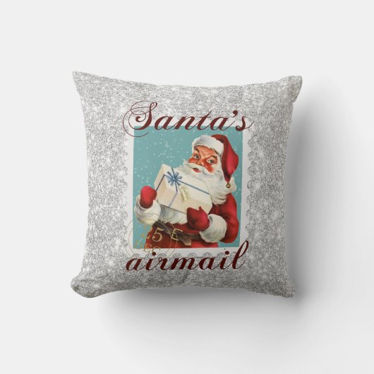 ヴィンテージサンタグリッターホームデコール装飾用クッション クッション (正面)