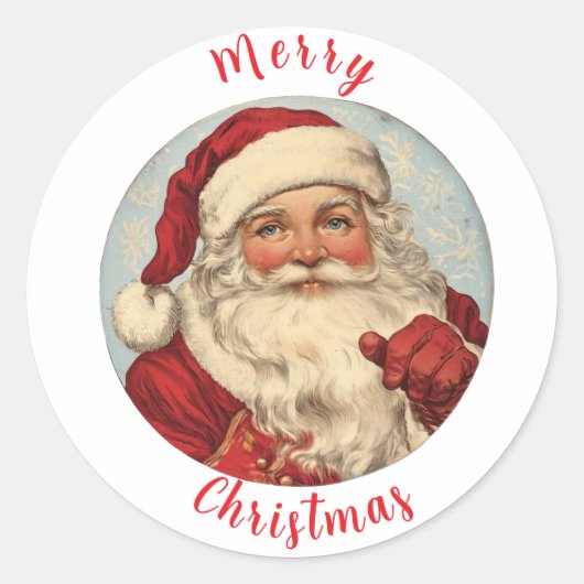 ヴィンテージサンタコーイラストレーション2 ラウンドシール (正面)
