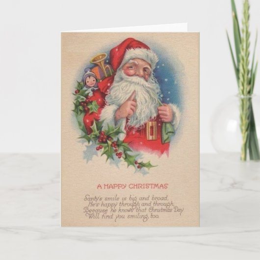 ヴィンテージサンタサンティクリスマスグリーティングカード シーズンカード (正面)