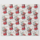 ヴィンテージサンタシーツミュージッククリスマスラッピング紙 ラッピングペーパー (フラット)