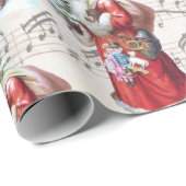 ヴィンテージサンタシーツミュージッククリスマスラッピング紙 ラッピングペーパー (ロールコーナー)