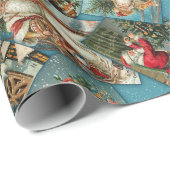 ヴィンテージサンタスキャッタブルーラッピング紙 ラッピングペーパー (ロールコーナー)