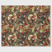 ヴィンテージサンタスキャッタレッドラッピング紙 ラッピングペーパー (フラット)