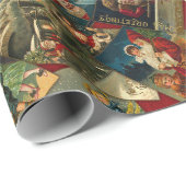 ヴィンテージサンタスキャッタレッドラッピング紙 ラッピングペーパー (ロールコーナー)