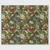 ヴィンテージサンタスキャッターグリーンラッピング紙 ラッピングペーパー (フラット)