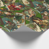 ヴィンテージサンタスキャッターグリーンラッピング紙 ラッピングペーパー (角)