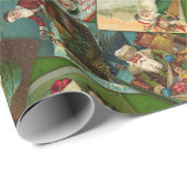 ヴィンテージサンタスキャッターグリーンラッピング紙 ラッピングペーパー (ロールコーナー)