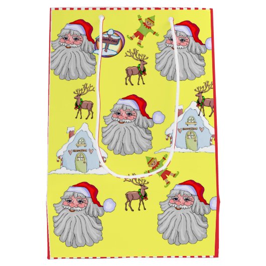 ヴィンテージサンタストライプレッド抱き枕 ミディアムペーパーバッグ (裏面)