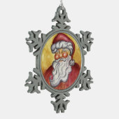 ヴィンテージサンタスノーフレーククリスマスオーナメント スノーフレークピューターオーナメント (左)