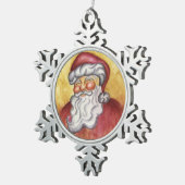 ヴィンテージサンタスノーフレーククリスマスオーナメント スノーフレークピューターオーナメント (右)