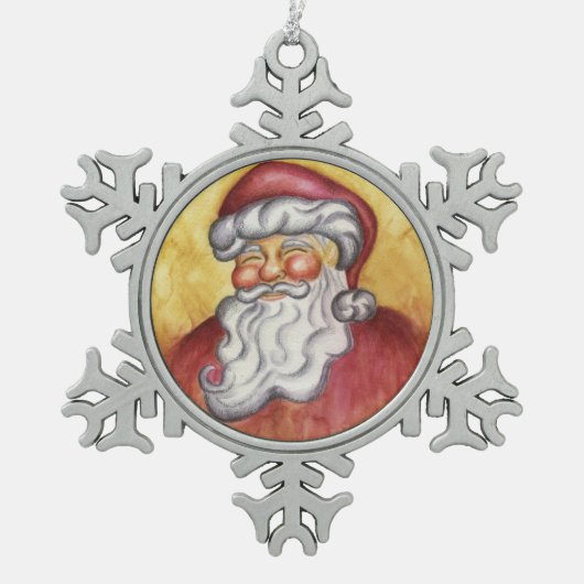 ヴィンテージサンタスノーフレーククリスマスオーナメント スノーフレークピューターオーナメント (正面)