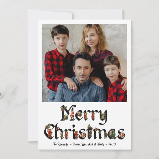 ヴィンテージサンタスメリークリスマスワンフォト シーズンカード (正面)