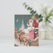 ヴィンテージサンタスリートインディアクリスマス シーズンポストカード (スタンド正面)