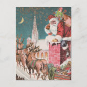 ヴィンテージサンタスリートインディアクリスマス シーズンポストカード (正面)