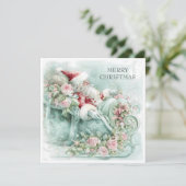 ヴィンテージサンタスレイクリスマスレッドブルーティール（緑がかった色）ピンク シーズンカード (スタンド正面)