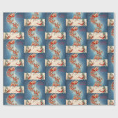 ヴィンテージサンタスレートナカ飛んでいるイ ラッピングペーパー (フラット)