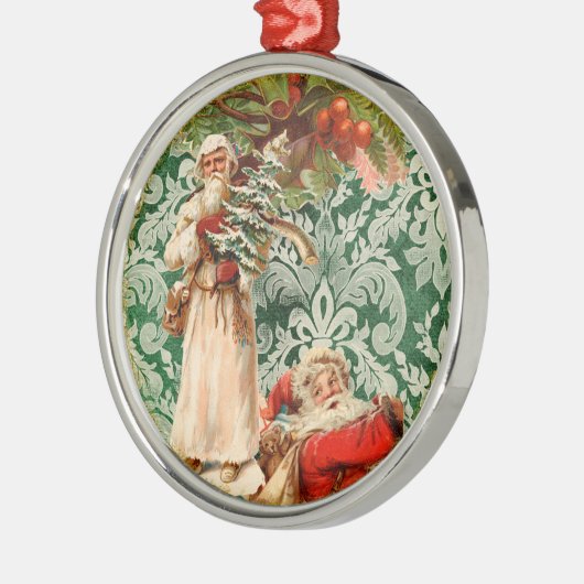 ヴィンテージサンタスNホリーエレガントクリスマスオーナメント メタルオーナメント (左)