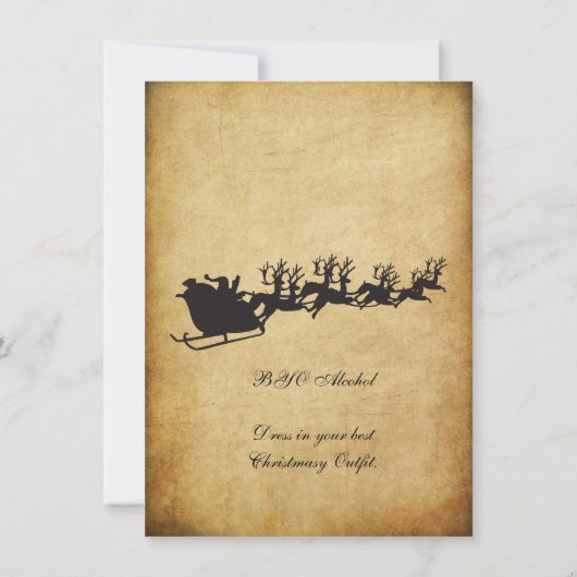 ヴィンテージサンタズスレイトナカイのクリスマスパーティー 招待状 (裏面)