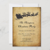 ヴィンテージサンタズスレイトナカイのクリスマスパーティー 招待状 (正面)