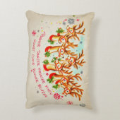 ヴィンテージサンタズトナカイ装飾用クッション アクセントクッション (裏面(縦))