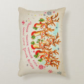 ヴィンテージサンタズトナカイ装飾用クッション アクセントクッション (正面(垂直))