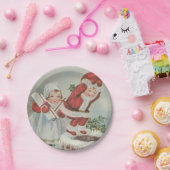 ヴィンテージサンタチルドレン ペーパープレート (パーティー)
