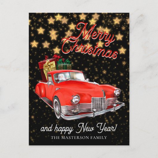 ヴィンテージサンタデリバリーカークリスマスグリーティング ポストカード (正面)
