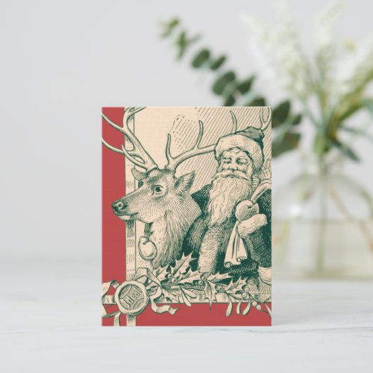 ヴィンテージサンタトナカイナクリスマスサンニック 招待状 (スタンド正面)