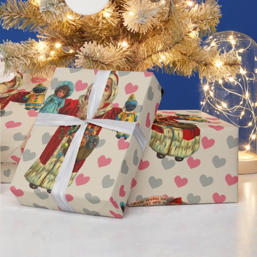 ヴィンテージサンタドールノスタルジアハート ラッピングペーパー (クリスマス)