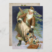 ヴィンテージサンタバッグプレゼント シーズンカード (正面/裏面)