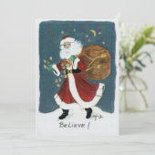 ヴィンテージサンタバッグ水彩スケッチ信じ シーズンカード (スタンド正面)