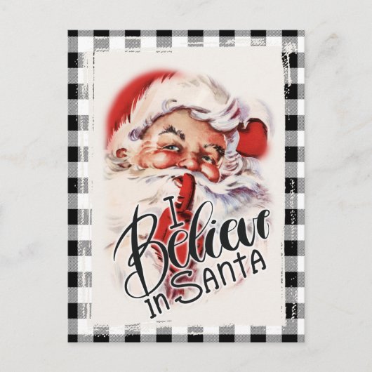 ヴィンテージサンタバッファローカントリークリスマスグリーティング ポストカード (正面)