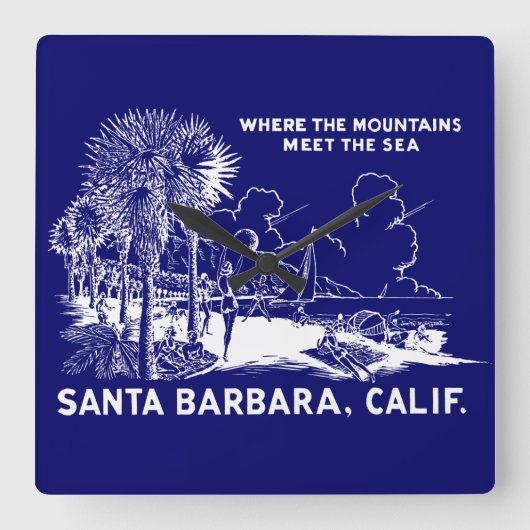 ヴィンテージサンタバラバカリフォルニア スクエア壁時計 (正面)