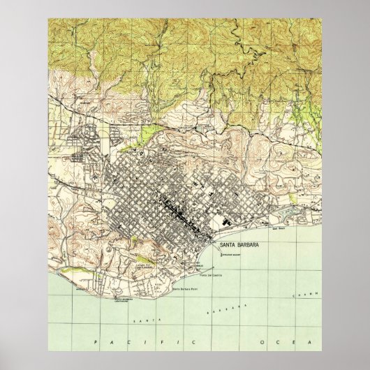 ヴィンテージサンタバーバラの地図（1944年） ポスター (正面)