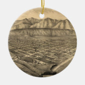 ヴィンテージサンタバーバラCAの絵図(1877) セラミックオーナメント (正面)