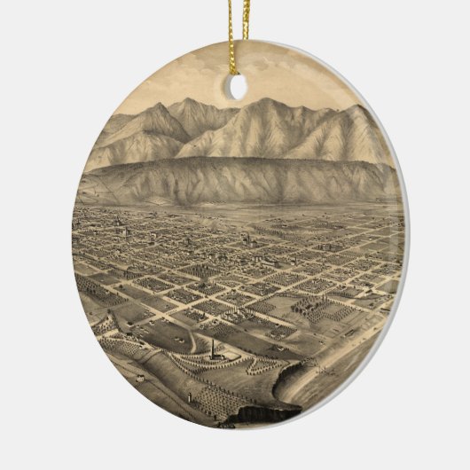 ヴィンテージサンタバーバラCAの絵図(1877) セラミックオーナメント (左)