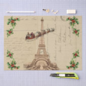 ヴィンテージサンタパリクリスマスティッシュペーパー 薄葉紙 (クラフト)