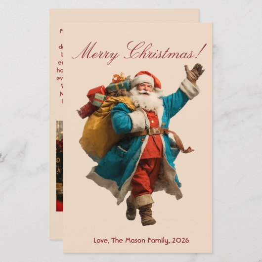 ヴィンテージサンタパーソナライズされたクリスマスデザイン (正面/裏面)