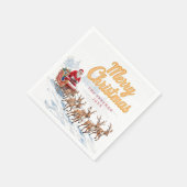 ヴィンテージサンタパーソナライズされたクリスマスナプキンス スタンダードカクテルナプキン (角)