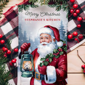 ヴィンテージサンタパーソナライズされたランタン キッチンタオル