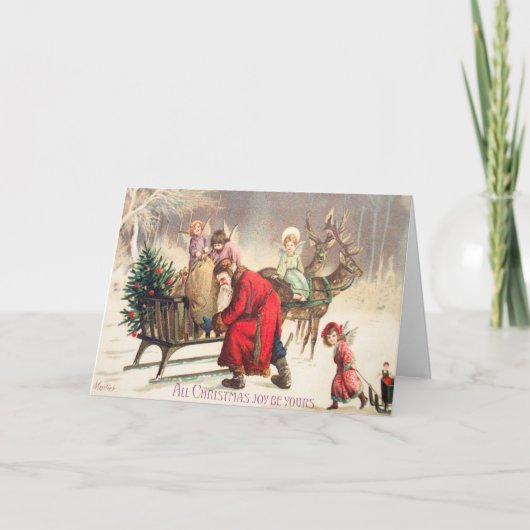 ヴィンテージサンタビクトリアンアングルズクリスマスカード シーズンカード (正面)