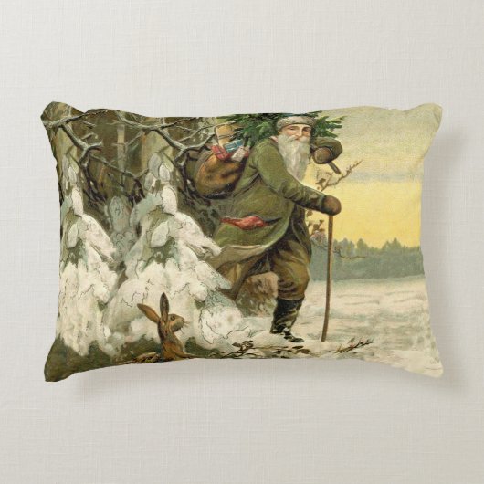 ヴィンテージサンタビクトリアンクリスマス アクセントクッション (正面)